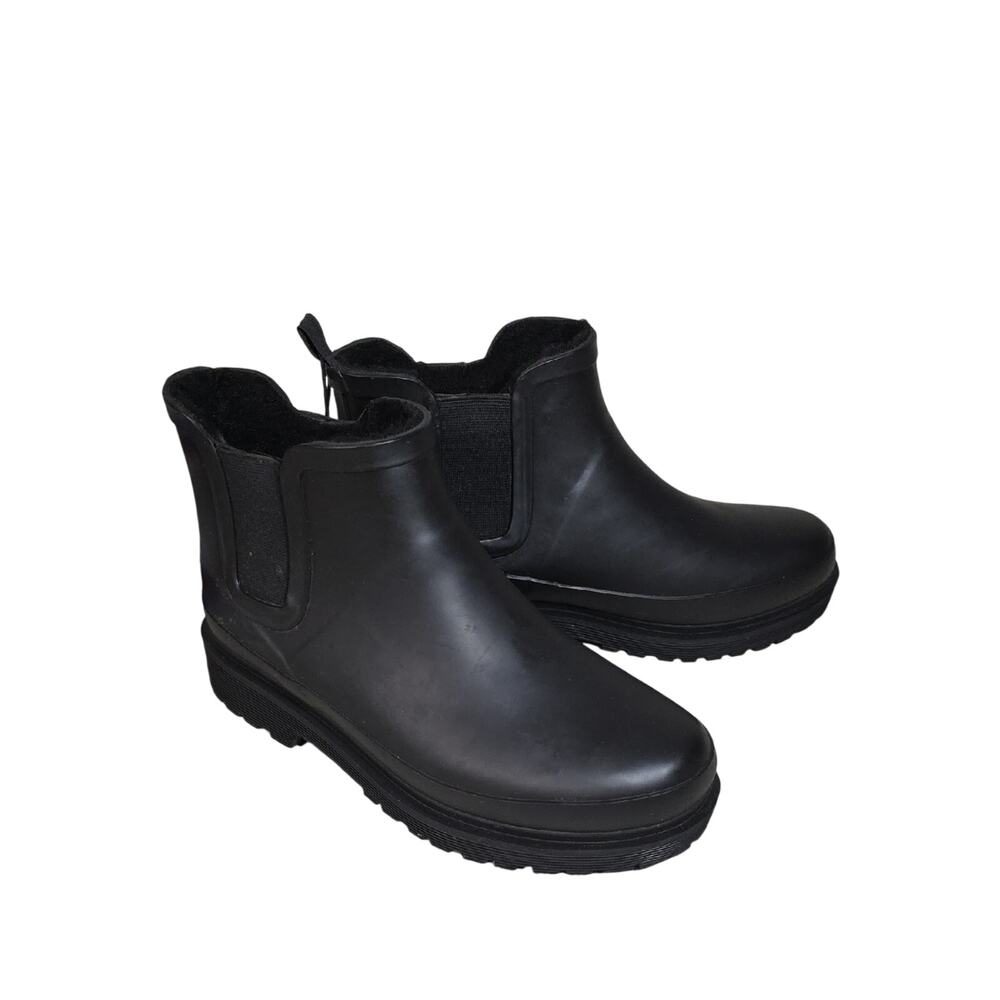 Chooka Black Faux Fur Lined Rubber Waterproof Rain Boots Womens Size 9 NWT